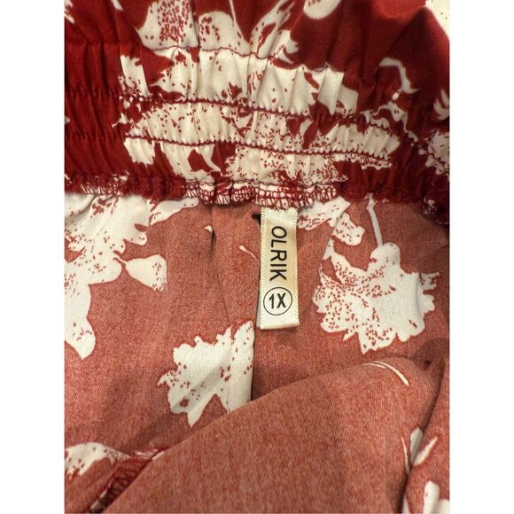 Olrik Flowy Red and Cream Floral Pants- size XL - Picture 7 of 8